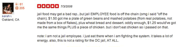 Jail Food Yelp Reviews
