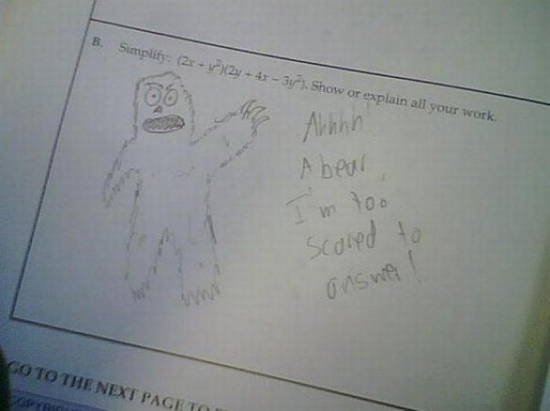Bad Exam Answers Scared Bear