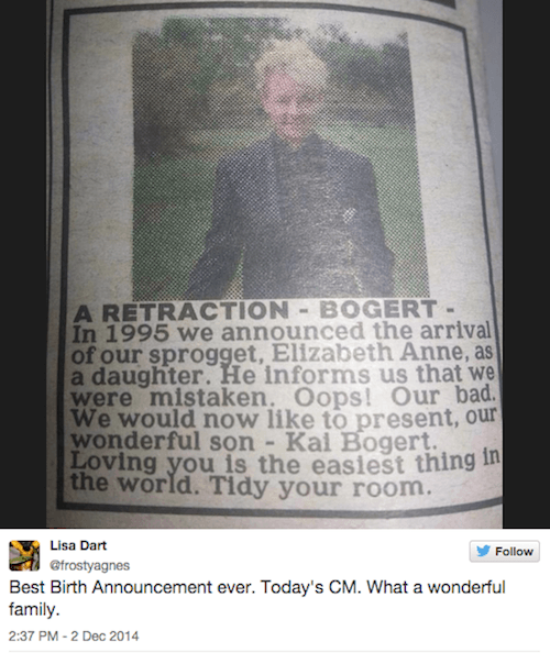 Re-Birth Announcement