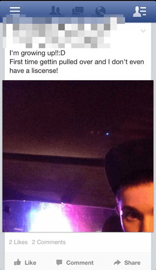 Pulled Over Facebook Tmi