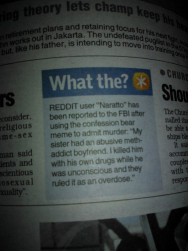 Admitting To Murder On Reddit