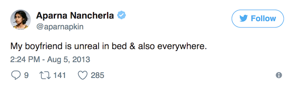 Aparna Nancherla Tweets Boyfriend