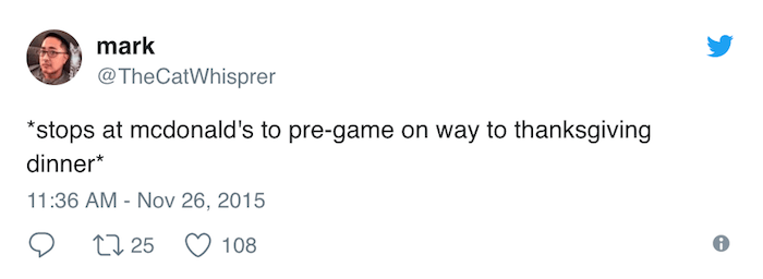 Thanksgiving Tweets Pregame